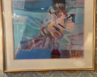 Original early Barbara Gallagher abstract acrylic on paper