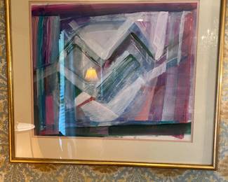 Original early Barbara Gallagher abstract acrylic on paper