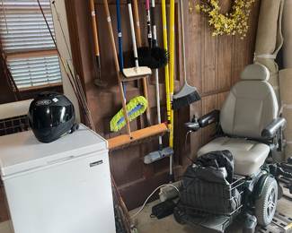 Nice small chest freezer and Jazzy motorized chair with lift