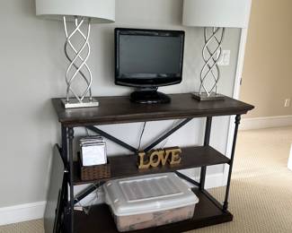 Shelving Unit with lamps and small TV