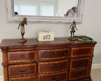 Triple Dresser and White Washed Mirror