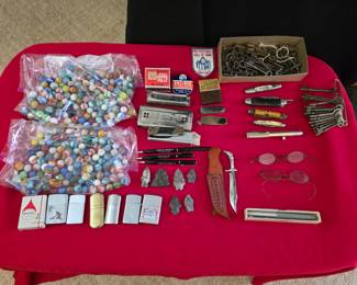 Vintage marbles, knives, lighters and other fun stuff!