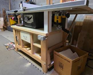Craftsman Table saw and Dewalt router in a work table with a Biesemeyer T-Square Saw Fence System.