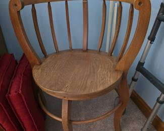 Oak and Bentwood Barrel Back Spindle Chair.