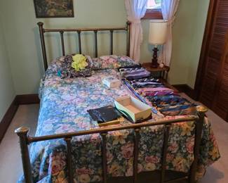 Brass bed frame.