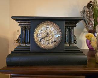 Antique 1800's E Ingraham Victorian Footed Mantel Shelf Clock