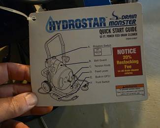 Hydrostar 50ft Drain monster Drain cleaner Auger. Looks like it's not been used....