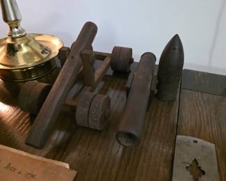 Small iron cannons.