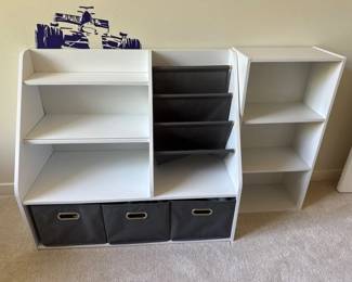 75 KidsWhiteToyOrganizerwShelvesBinsBookDisplay