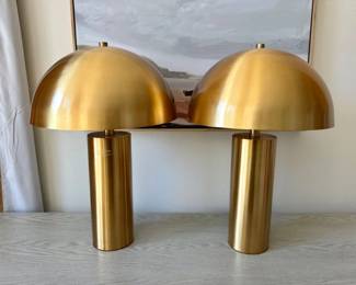 60 PairofGoldToneMushroomTableLampsSafaviehIriaStyle