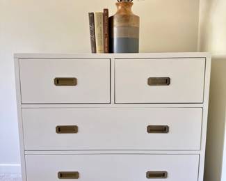 74 White4DrawerDresserwBrassTonePullsMetalBase
