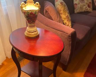 Awesome, Beautiful Plum Purple? Couch w/Pillows -- Also End-Tables and Vintage Lamps