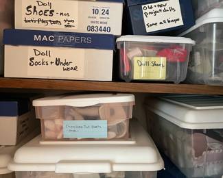 Boxes & Boxes of Doll Clothes, Parts, Accessories