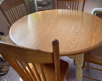 Cute but Sturdy Dinette w/Leaves & 6-Antique Chairs!!
