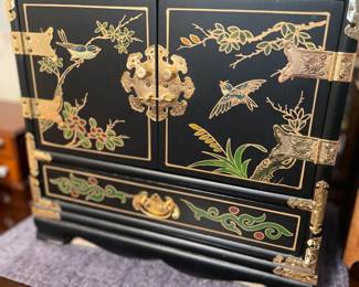 Fancy, Black Lacquer, Asian, Jewelry Box