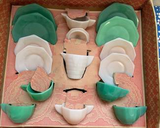 1920/30's, Art Deco, Glass, Child's  Tea Set! One Lump or Two?