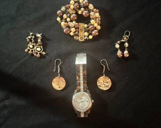 Brighton Jewelry and Watch, Tree of Life hand Carved Wood Earrings