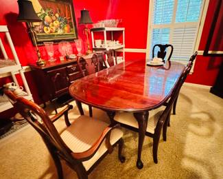Sumter Cherry Dining Table 8 Chairs With added Leaf
