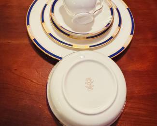 Lenox “Royal Treasure” 52 piece China Cobalt with Gold Rim