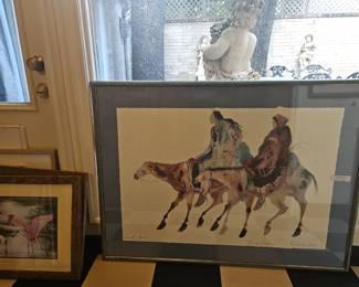 A Southwest work of art in an otherwise Neoclassical collection. Signed Gango Gallery, Portland, Oregon only.
