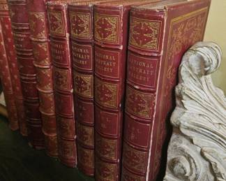 Large size red leather with gold tooling antique German books