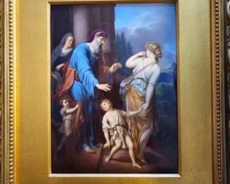KPM - impressed monogram and spectre mark, incised 15 - 13 H porcelain plaque. Abraham banishing Hagar and Ismael.