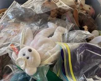 Sorting the many Beanie Babies.