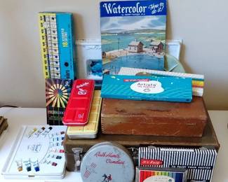 Lot Of Vintage Art Supplies