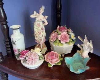 Bone China Floral Musicbox And Figurines