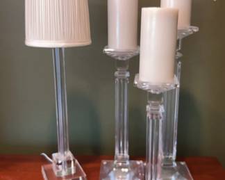 Crystal Glass Candle Holders And Lamp