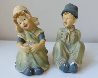 Chalkware Pair Dutch Boy And Girl