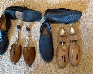 Wood Shoe Tree Forms And Two Pair Of Shoes To Boot