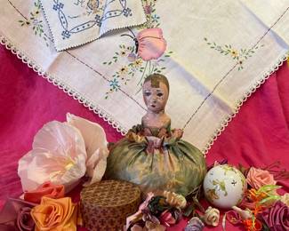 Floral Antiques And Pincushion Doll