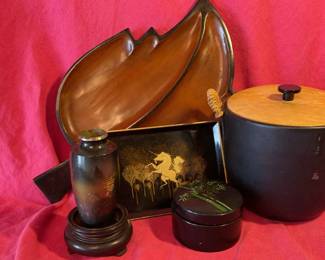 Japanese Black Laquer And Ice Bucket