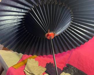 Many Womens Vintage Gloves And A Paper Parasol