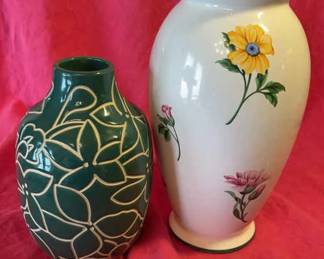Tiffany Vase And Green Vase