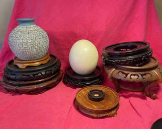 Wooden Platforms An Egg And A Vase