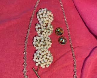 Vogue Clip Earrings, Fun Bracelet, Glass Necklace