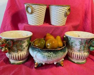 Festive Pots And Limoge Footed Bowl