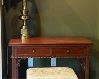 Writing Table With Stool And Brass Lamp