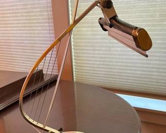 Vintage MCM Harp Lamp For Piano Or Desk
