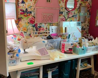 Gorgeous crafters desk with plenty of storage room. Come check it out!