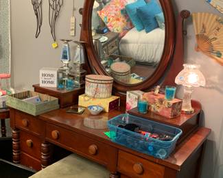 Gorgeous antique vanity with stool.