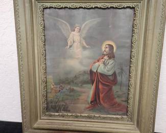 Antique Lithograph Print Christ In Gethsemane
