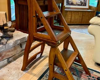 Wooden chair that can convert into step stool 