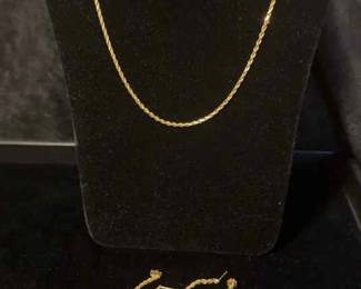 14K Gold Necklace And Earrings