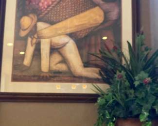 The Flower Carrier By Diego Rivera Print Matted And Framed