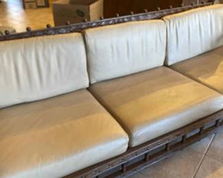 Spanish Mediterranean Hand Carved Solid Couch Made In Mexico