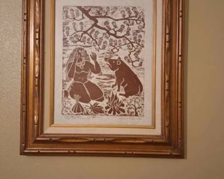 Vintage collectible signed Hawaiian print