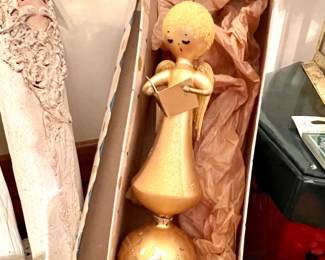Vtg. De Carlini blown glass tree topper Angel